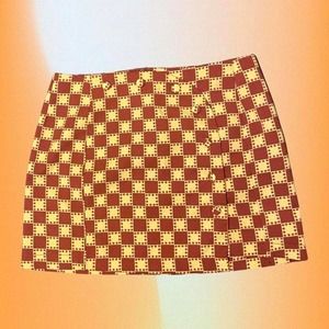Checkered maroon and yellow Urban Outfitters Skirt